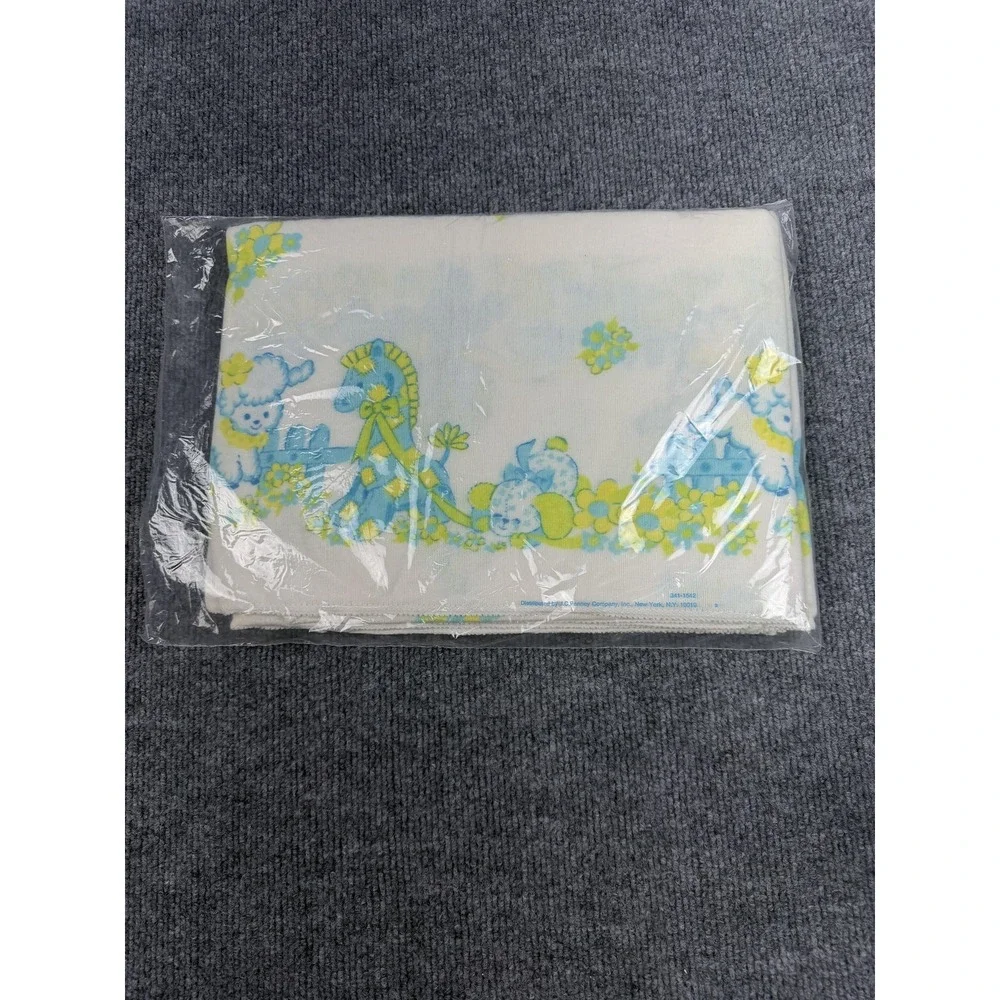 Vintage JCPenney Toddletime Lamb Receiving Blankets 2 Pack White Cotton 30x40